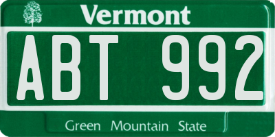 VT license plate ABT992