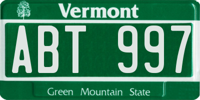 VT license plate ABT997