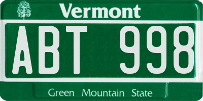 VT license plate ABT998