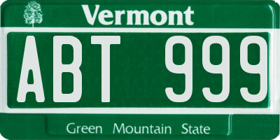 VT license plate ABT999