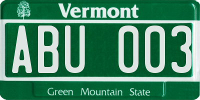 VT license plate ABU003