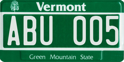 VT license plate ABU005