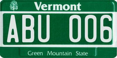 VT license plate ABU006