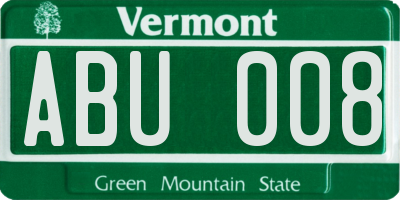 VT license plate ABU008