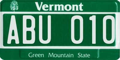 VT license plate ABU010