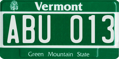 VT license plate ABU013