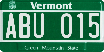 VT license plate ABU015