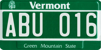 VT license plate ABU016