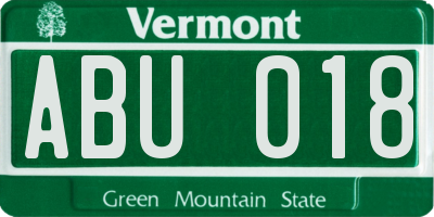 VT license plate ABU018