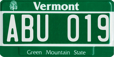 VT license plate ABU019