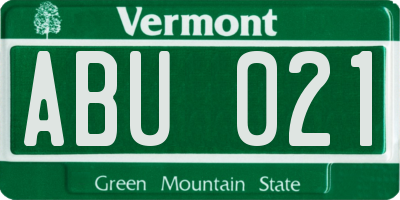 VT license plate ABU021