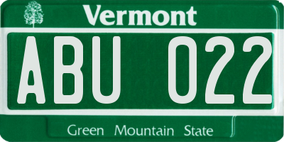VT license plate ABU022