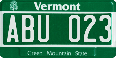VT license plate ABU023
