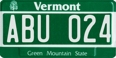 VT license plate ABU024