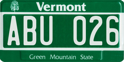 VT license plate ABU026