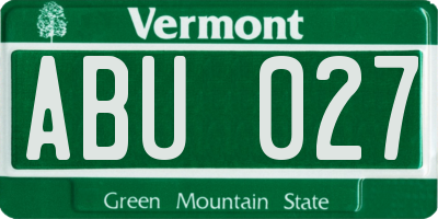 VT license plate ABU027