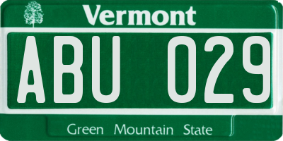 VT license plate ABU029