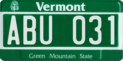 VT license plate ABU031