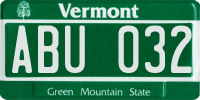 VT license plate ABU032