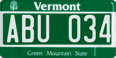 VT license plate ABU034