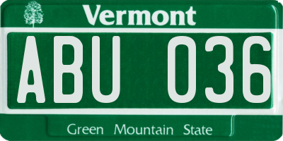 VT license plate ABU036