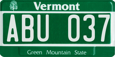 VT license plate ABU037