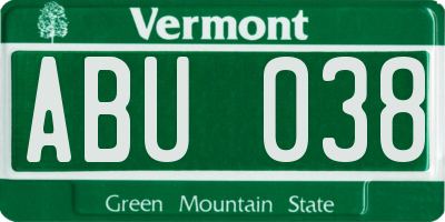 VT license plate ABU038