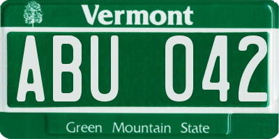 VT license plate ABU042