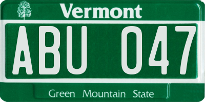 VT license plate ABU047