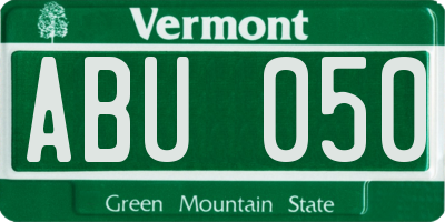 VT license plate ABU050