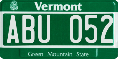 VT license plate ABU052
