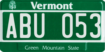 VT license plate ABU053