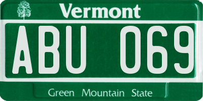 VT license plate ABU069