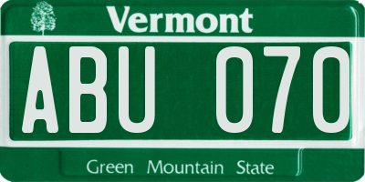 VT license plate ABU070