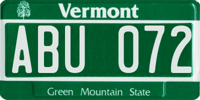 VT license plate ABU072