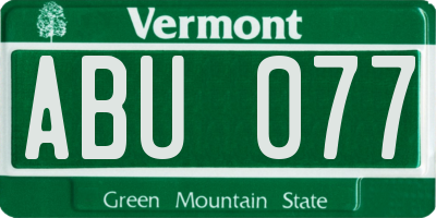 VT license plate ABU077