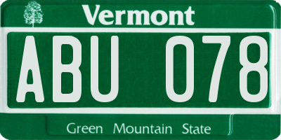 VT license plate ABU078