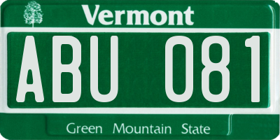 VT license plate ABU081