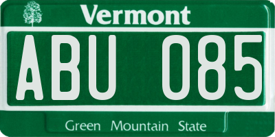 VT license plate ABU085