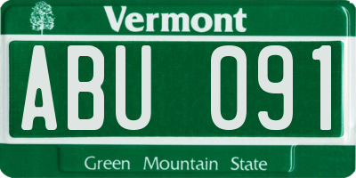 VT license plate ABU091