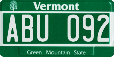 VT license plate ABU092