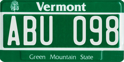 VT license plate ABU098