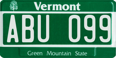 VT license plate ABU099