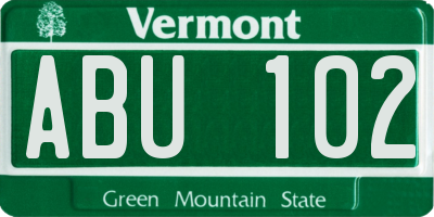 VT license plate ABU102