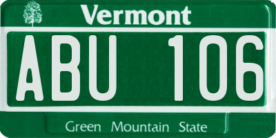 VT license plate ABU106
