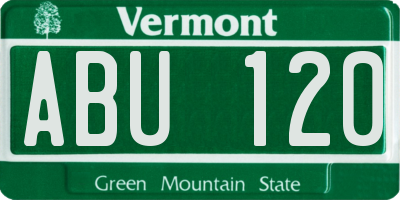 VT license plate ABU120