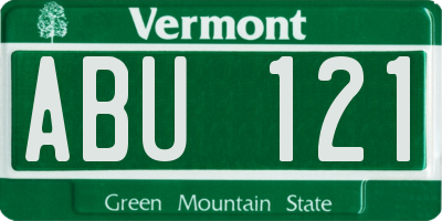 VT license plate ABU121