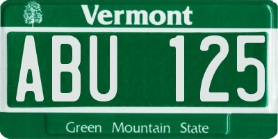 VT license plate ABU125