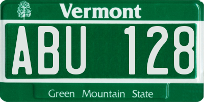 VT license plate ABU128