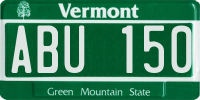 VT license plate ABU150